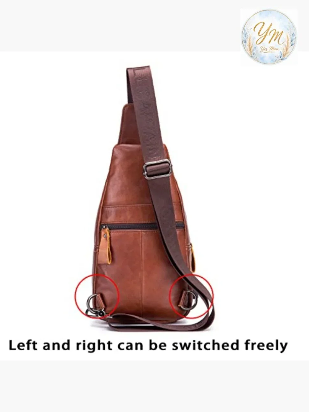 Genuine Leather Sling Bag with USB Charging Port Crossbody